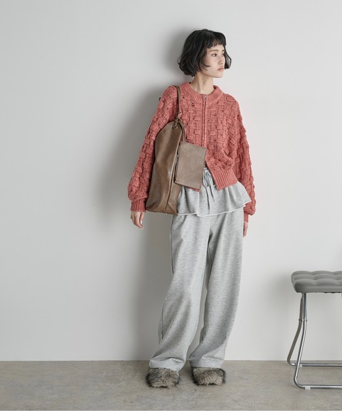 THE Yon カーディガン ジャガードニットダブルZIPカーディガン