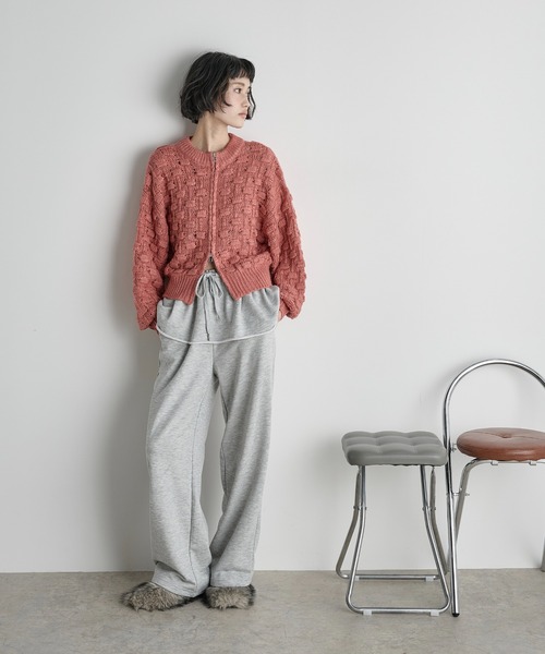 【着用2回】ダブルスタンダードクロージング　ジャガードニットカーディガン♡ピンク 着用2回】ダブルスタンダードクロージングジャガードニット