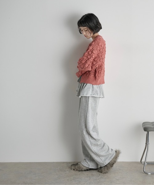 THE Yon カーディガン ジャガードニットダブルZIPカーディガン