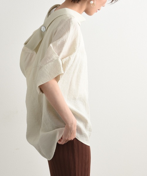 「INTERPLANET」 半袖ブラウス FREE レッド レディース_画像4