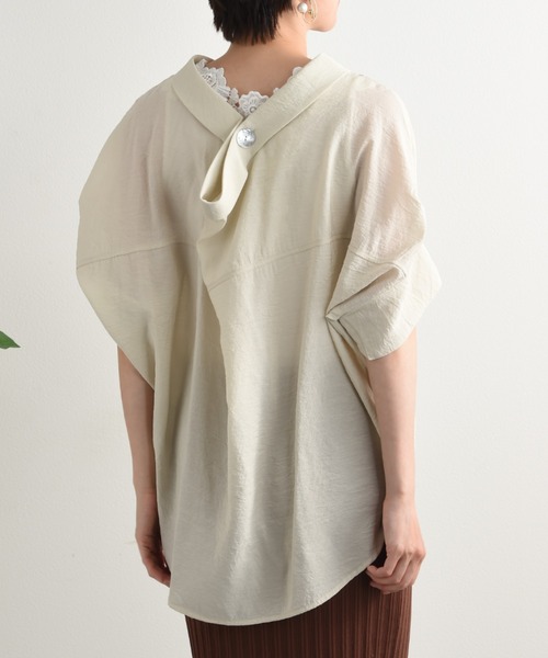 「INTERPLANET」 半袖ブラウス FREE レッド レディース_画像5