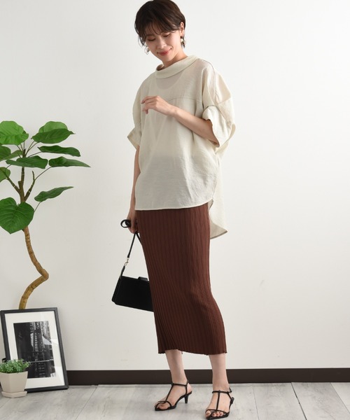 「INTERPLANET」 半袖ブラウス FREE レッド レディース_画像9