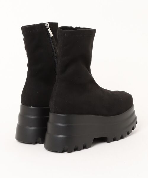 マフモフの厚底ショートブーツです♪ マフモフ Mafmof Mafmof(マフモフ)10cm厚底ボリュームソールストレッチ