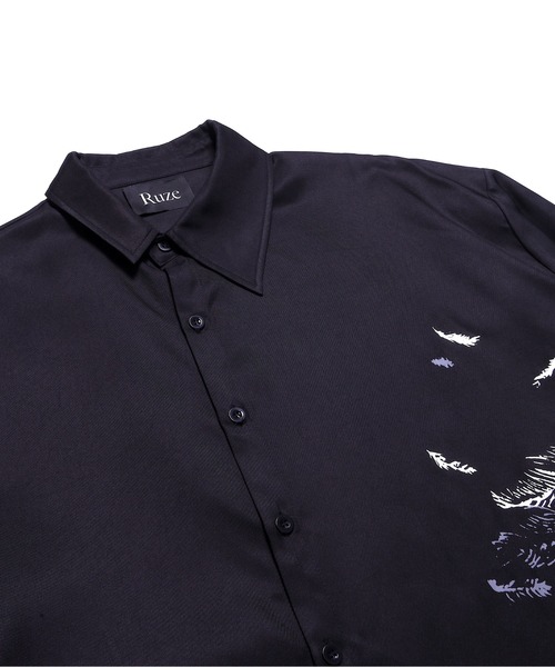 Ruze シャツ Asymmetry crow printed shirt / アシンメトリー クロウ