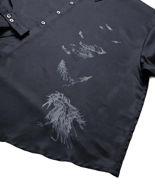 Ruze シャツ Asymmetry crow printed shirt / アシンメトリー クロウ