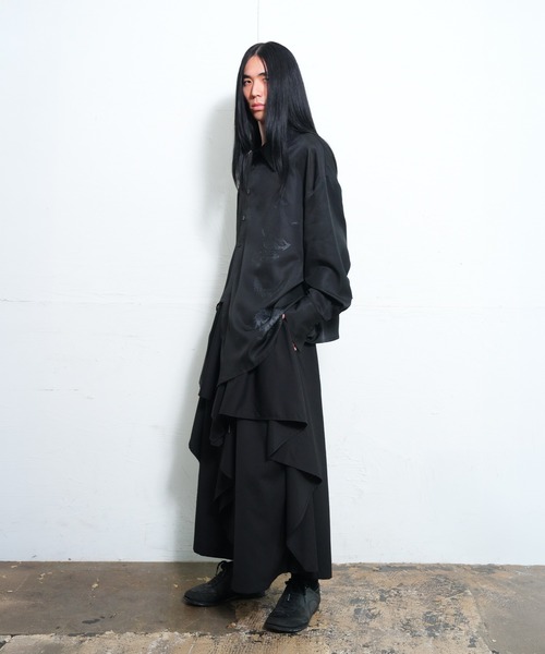 Ruze シャツ Asymmetry crow printed shirt / アシンメトリー クロウ