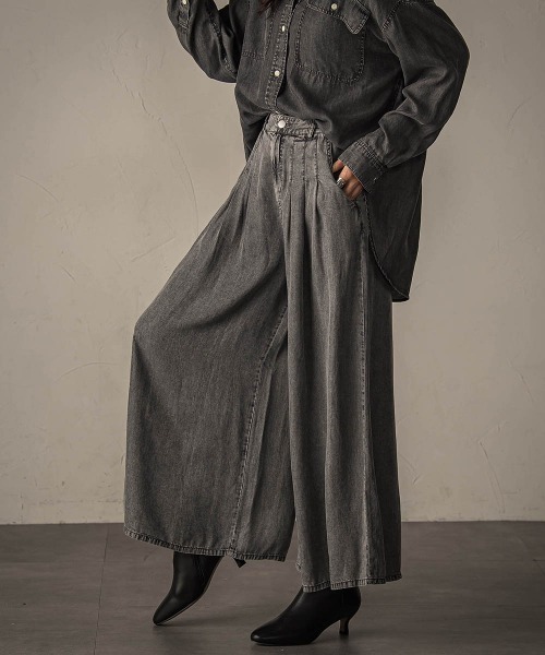 美品✨マディソンブルー ウール100％フレアパンツ ハイウエスト グレー