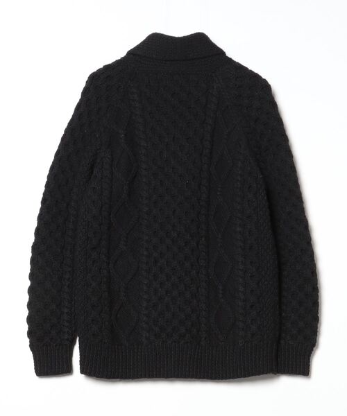 本日値下げ中❗️インバーアラン　ニットカーディガン　ブラック　S相当 INVERALLAN（インバーアラン） ニットカーディガン - ブラック メンズ