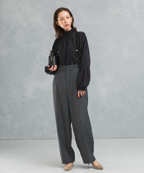 ルネ　ブラウス　秋冬　36 ネイビー ネックフリルブラウス LE SOUK HOLIDAY｜クロスプラス公式通販サイト