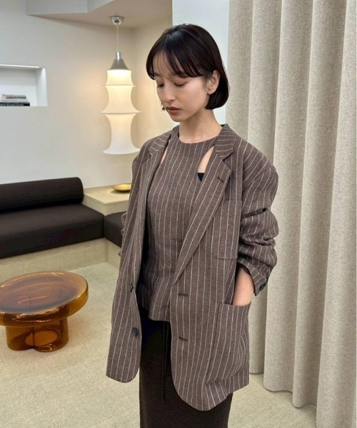 TODAYFUL ジャケット テーラードジャケット Boyfriend Stripe Linen