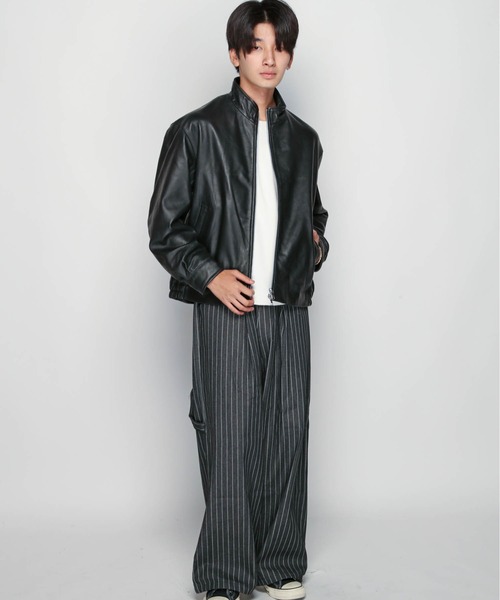 スクーカム　　レザー　ブルゾン　ジャケット SKOOKUM（スクーカム） レザージャケット MEDIUM ブラック メンズ