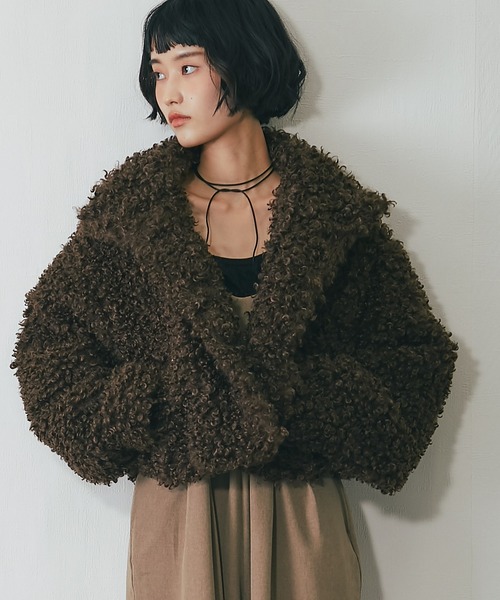 ブルゾン アウター プードルファーショートジャケット レディース