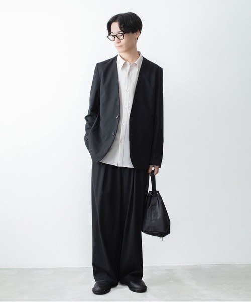 ジャケット ノーカラージャケット WO/TA ストレッチトロ カラーレスJKT / WO/TA STRETCH TRO COLLARLESS JKTの画像