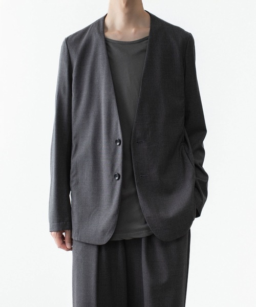 ジャケット ノーカラージャケット WO/TA ストレッチトロ カラーレスJKT / WO/TA STRETCH TRO COLLARLESS JKTの画像