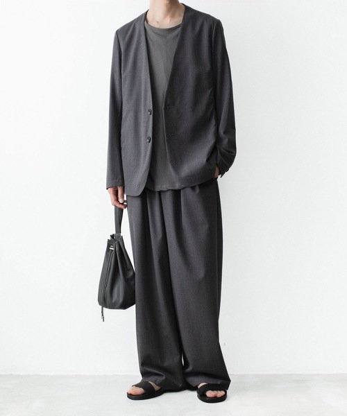 ジャケット ノーカラージャケット WO/TA ストレッチトロ カラーレスJKT / WO/TA STRETCH TRO COLLARLESS JKTの画像