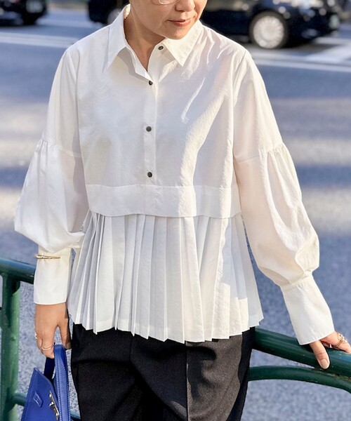 NOLLEY'S（ノーリーズ） ブラウス シャツ ウォッシャブル切替プリーツ