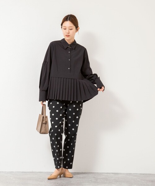 NOLLEY'S（ノーリーズ） ブラウス シャツ ウォッシャブル切替プリーツ