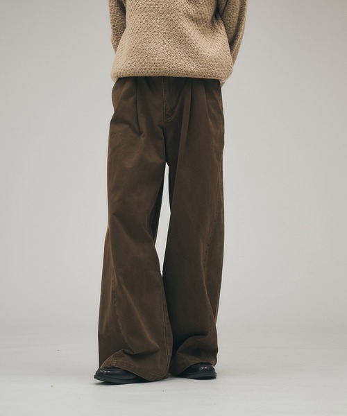 Adoon plain チノパン Brushed Curve Wide Chino Trousers
