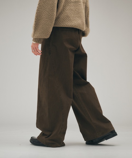 BY GLADHAND ツイード パンツ チノパン ロゴ ブラウン M WEIRDO（ウィアード） ワークパンツ メンズ チノパン WEIRDO WRD