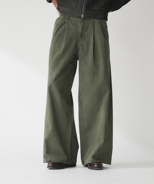Adoon plain チノパン Brushed Curve Wide Chino Trousers