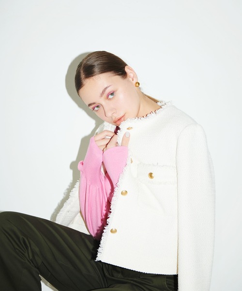 「N.O.R.C by the line」 ツイードジャケット M ブラック レディース_画像9