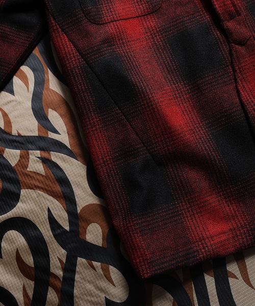 「n(n) BY NUMBER (N)INE」 長袖シャツ M ブラック×レッド メンズ_画像5