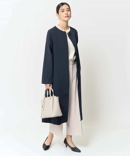 「a.v.v」 ノーカラーコート 42 ネイビー レディース_画像5