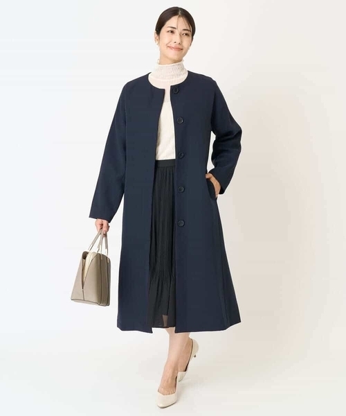 「a.v.v」 ノーカラーコート 42 ネイビー レディース_画像6