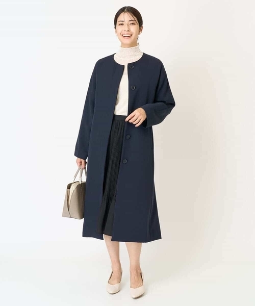 「a.v.v」 ノーカラーコート 42 ネイビー レディース_画像7