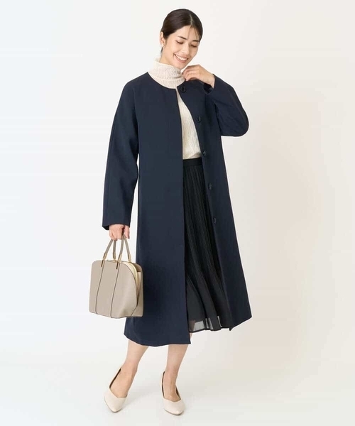 「a.v.v」 ノーカラーコート 42 ネイビー レディース_画像8