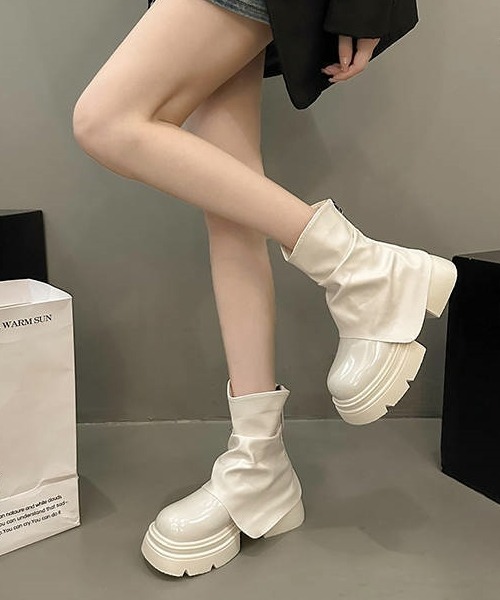 gossip!ロサンゼルス ブーツ Y2Kガーリー 厚底ショートブーツ「新作
