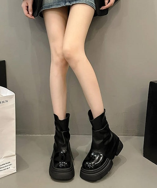 gossip!ロサンゼルス ショート ブーツ Y2Kガーリー 厚底ショートブーツ
