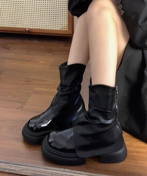 gossip!ロサンゼルス ショート ブーツ Y2Kガーリー 厚底ショートブーツ