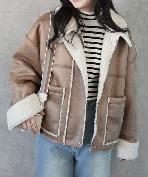 Emma（エマ） ムートンコート ボアコート 2WAYカラームートン