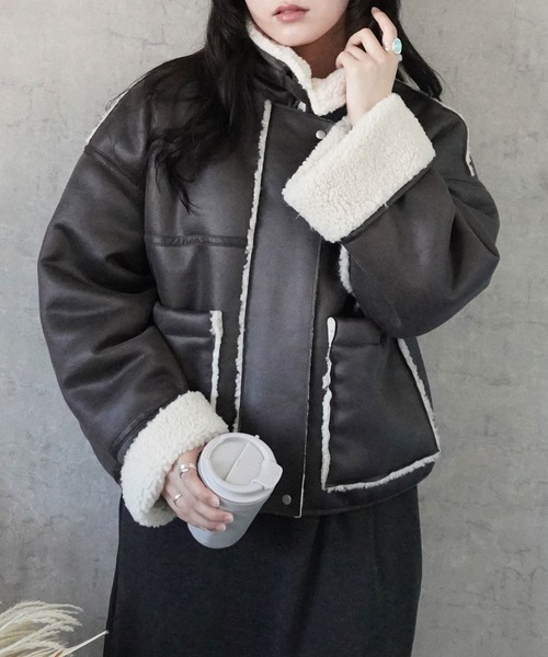 Emma（エマ） ムートンコート ボアコート 2WAYカラームートン