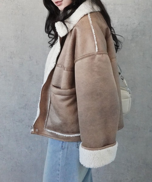 Emma（エマ） ムートンコート ボアコート 2WAYカラームートン