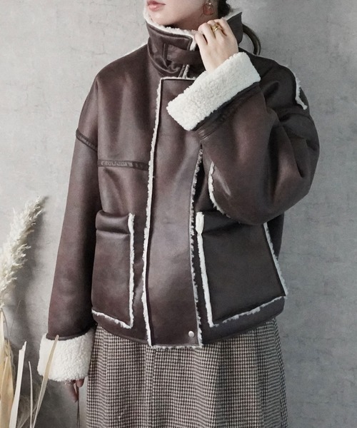 Emma（エマ） ムートンコート ボアコート 2WAYカラームートン