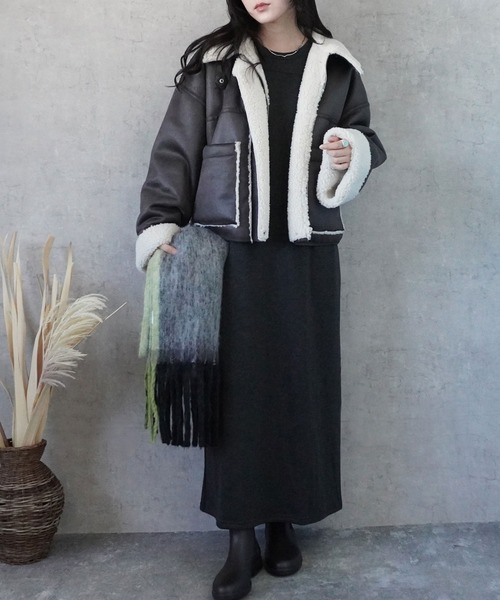 Emma（エマ） ムートンコート ボアコート 2WAYカラームートン