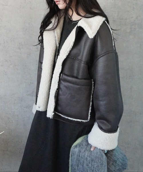 Emma（エマ） ムートンコート ボアコート 2WAYカラームートン