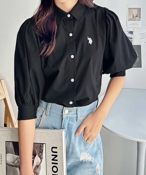 「U.S. POLO ASSN.」 半袖シャツ LARGE ブラック レディース_画像6