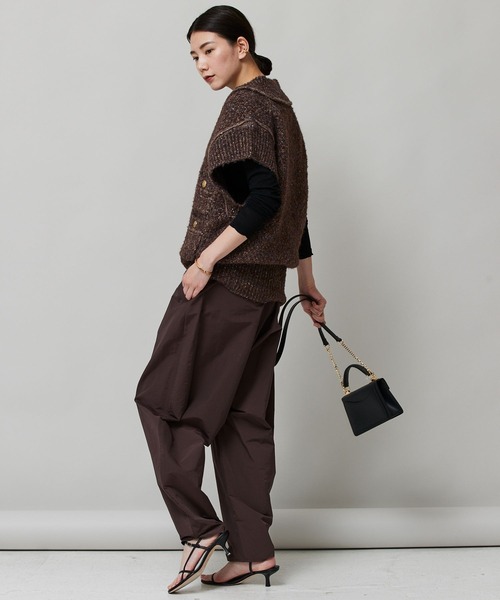 Curensology ブラウン ニットベスト セール】Curensology(カレンソロジー)/ツイーディフリンジニットベスト