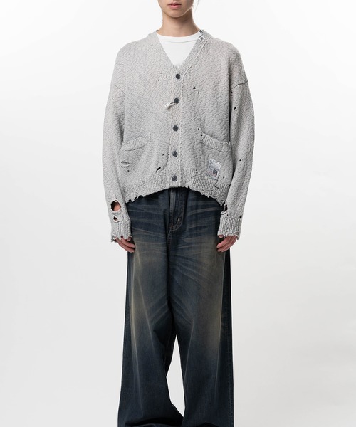 カーディガン Sun Faded Like Knit Cardigan メンズの画像