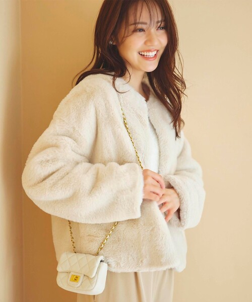 「Feroux」 ノーカラージャケット F ホワイト レディース_画像6