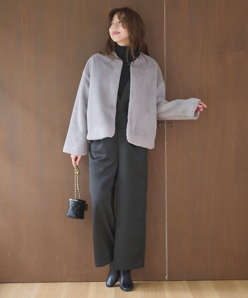 「Feroux」 ノーカラージャケット F ホワイト レディース_画像7