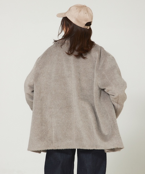 「abahouse mavie」 ピーコート フリー チャコールグレー レディース_画像6