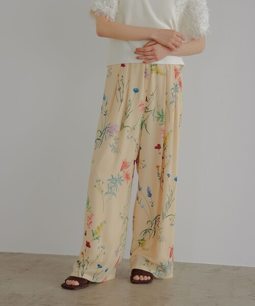 パンツ 「EMMEL REFINES」EM フラワープリント イージーパンツ レディース