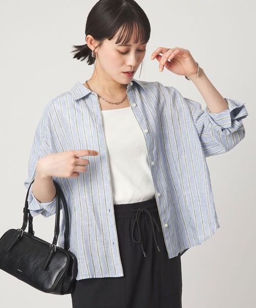 ブラウス シャツ 「結論シリーズ」リネンバランスシャツ「size SHORTあり」 レディースの画像