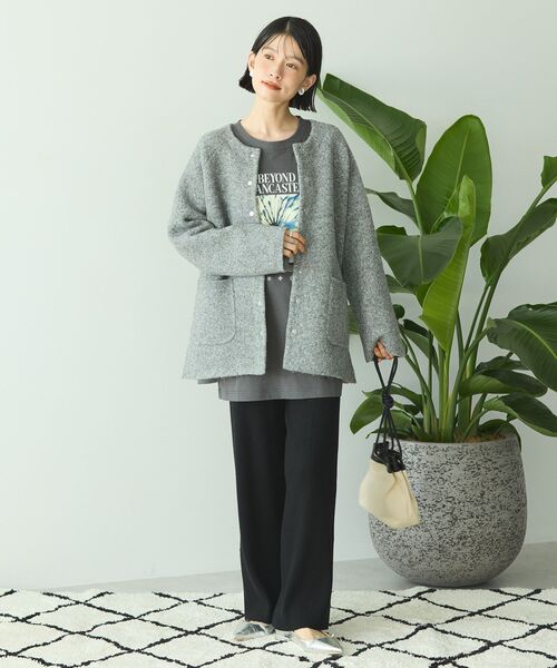 「AMERICAN HOLIC」 ニットカーディガン L 杢グレー レディースの画像5