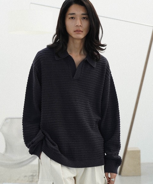 「WYM LIDNM」 長袖ニット M グレー メンズ_画像4