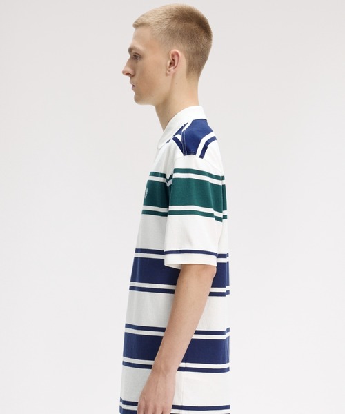 フレッドペリー ストライプ付きポロシャツ 半袖　白 FRED PERRY（フレッドペリー） ポロシャツ 半袖 Relaxed Striped Polo